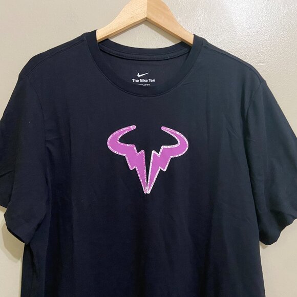 Nike Dri-FIT Rafa Nadal Tennis T-Shirt Black Purple Men’s DZ2639-010 NEW - Picture 2 of 8
